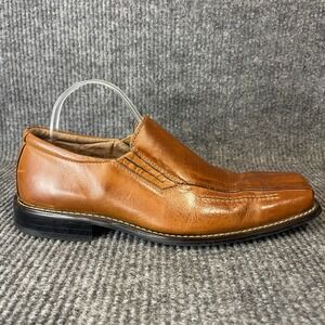 Fratelli Select Mens 11M Cognac Brown Leather Square Toe Slip On Dress Loafers